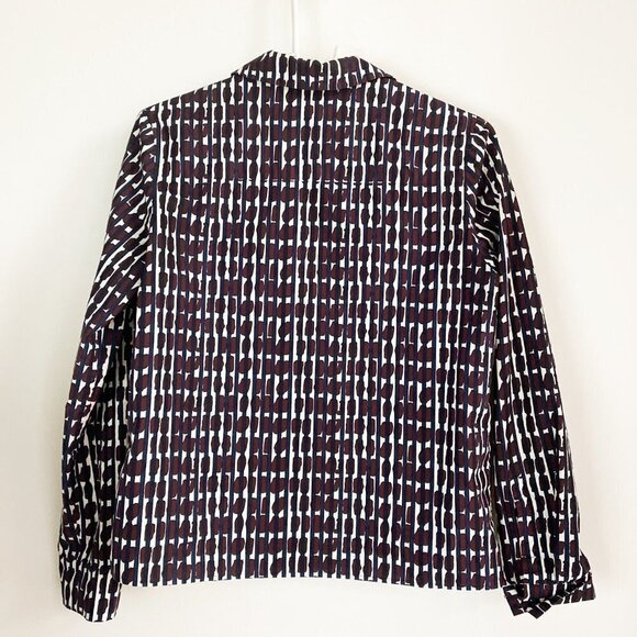 COS Geometric Print Navy Blue Burgundy Button up Long Sleeve Dress Shirt 4 - Picture 4 of 4